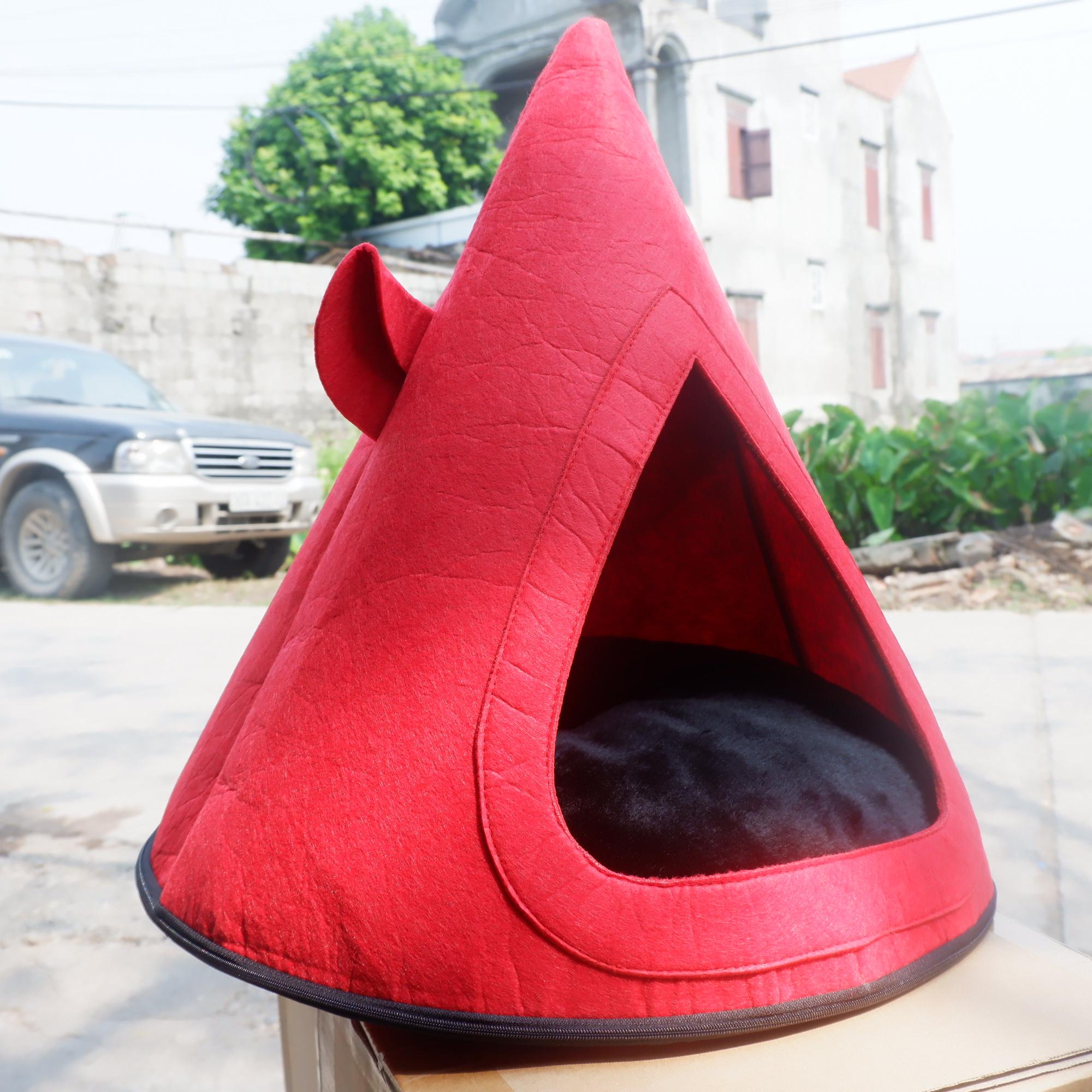 Nhà nệm nỉ cho chó mèo thú cưng - Nhà nệm hình chóp nón Size S cho chó mèo dưới 3kg Nhà chó / nhà mèo / nhà nệm thú cưng / nhà ở chó mèo / nhà ngủ mùa đông chó mèo