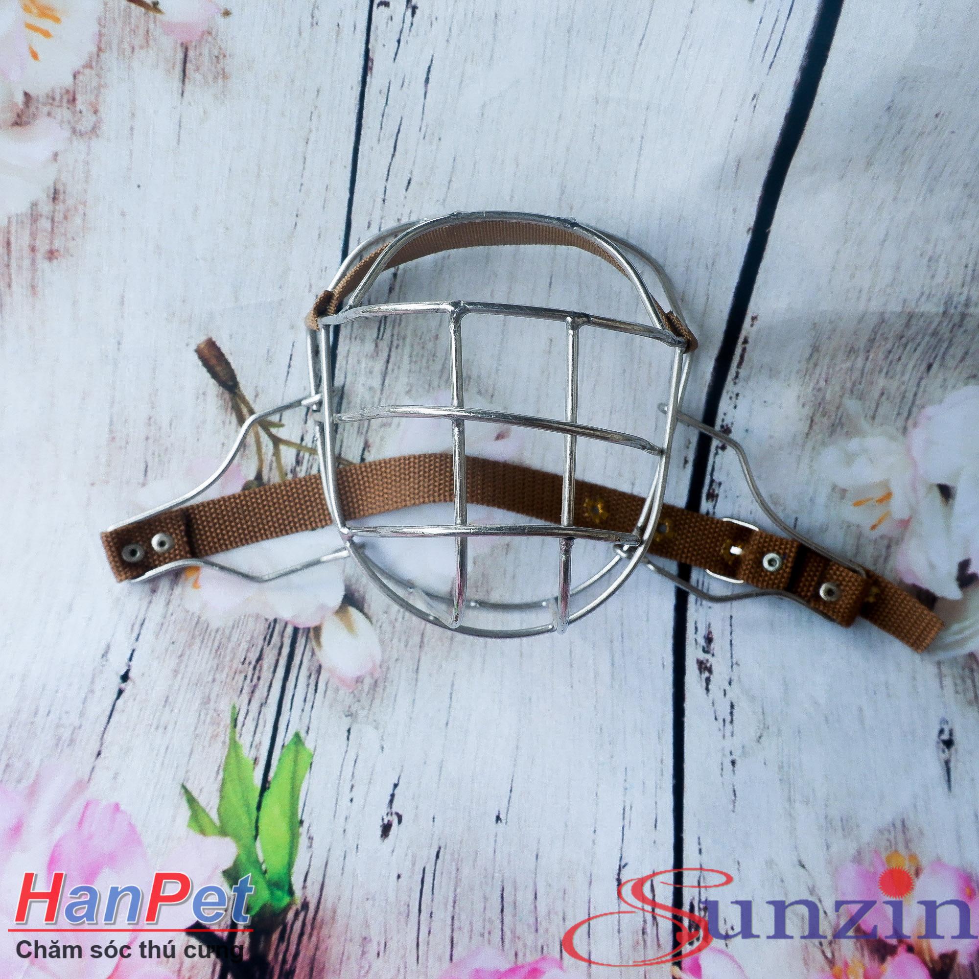Rọ mõm cho chó -Rọ mõm inox KHÔNG GỈ chó to trên 35kg (size đại) hanpet 375d