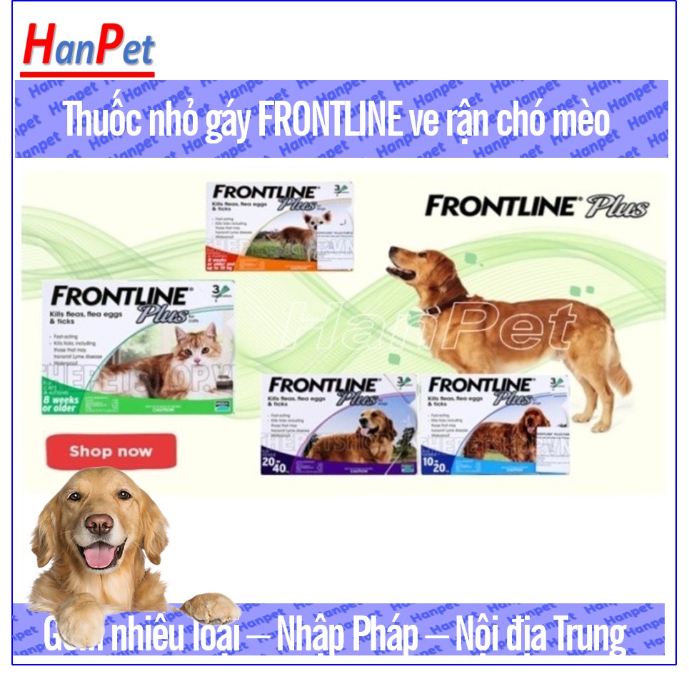 Thuốc Nhỏ gáy trị ve rận FRONTLINE FLUS (Nội địa) Thuốc trị ghẻ chó mèo, chấy rận trị bệnh demodex dạng nhỏ sống lưng