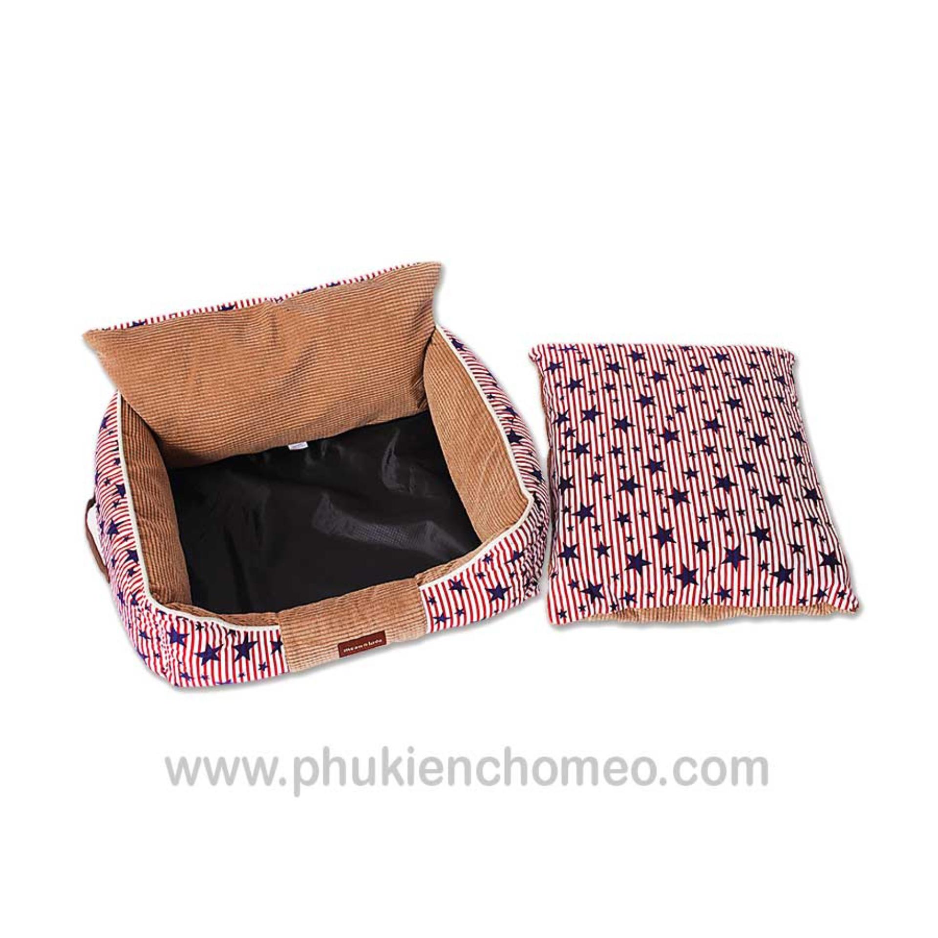 SP1473 - Đệm chữ nhật cao cấp size S 50*40*17cm (mẫu đa giác) (hanpet 4711443) đệm chó mèo