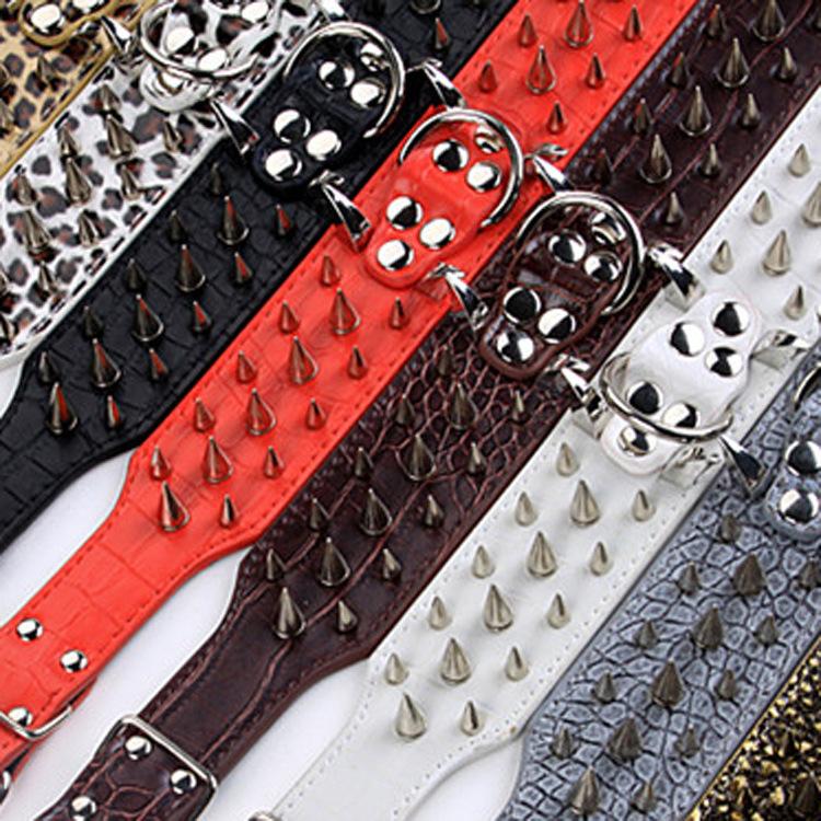 Vòng cổ chó - Vòng cổ da có 3 hàng đinh nhọn (4 size) (HANPET VCD) xích chó / dây dắt chó / vòng cổ đinh cho chó