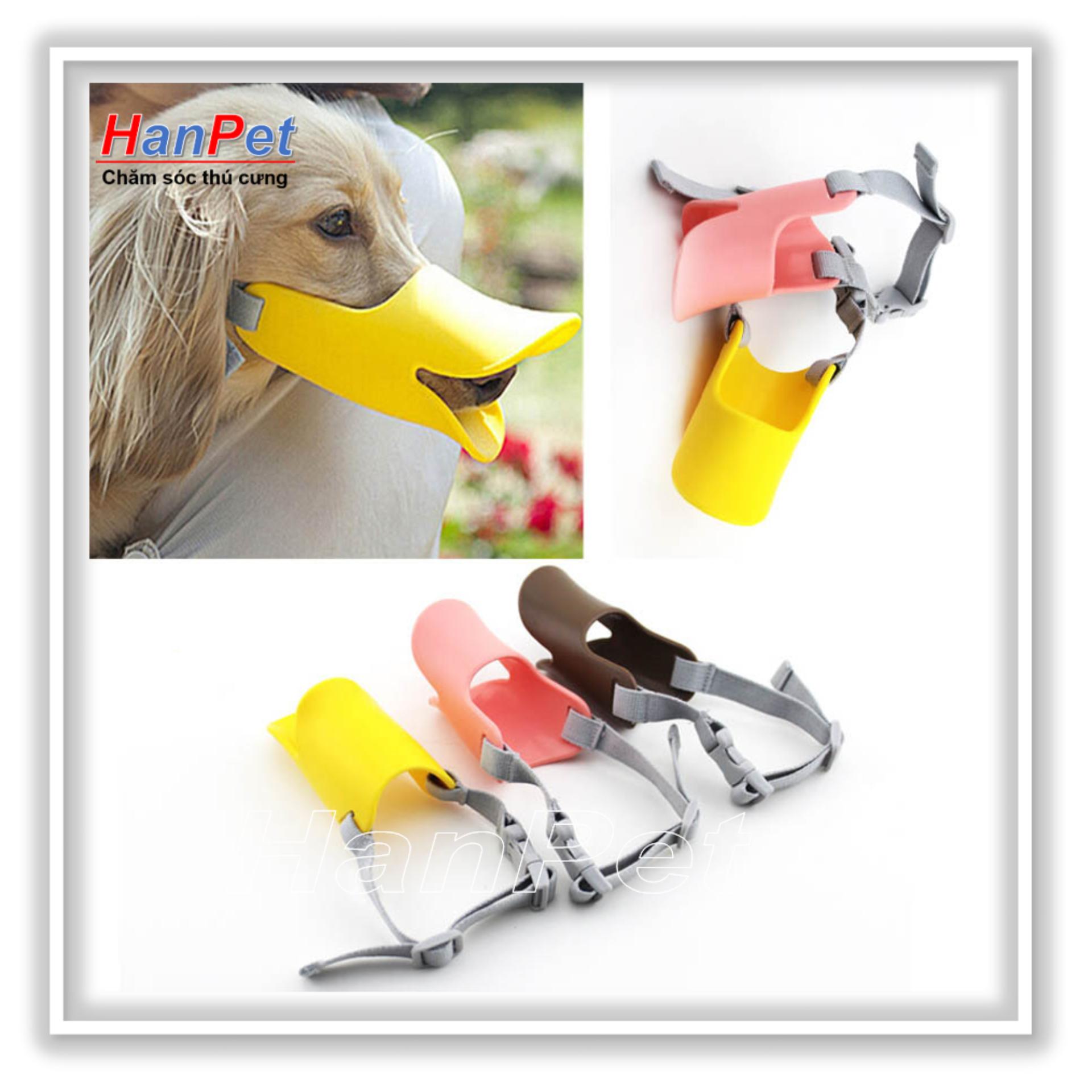 Rọ mõm cho chó hình mỏ vịt size S - nhựa dẻo (size bé dùng cho chó 3-5kg) hanpet 608b