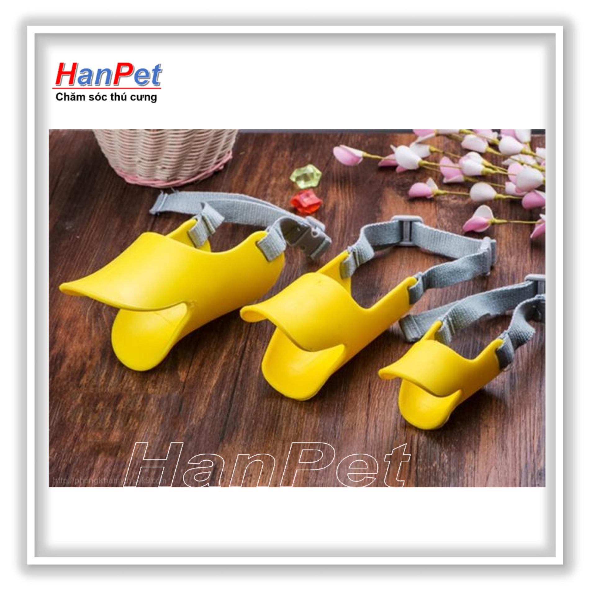 Rọ mõm cho chó hình mỏ vịt size S - nhựa dẻo (size bé dùng cho chó 3-5kg) hanpet 608b
