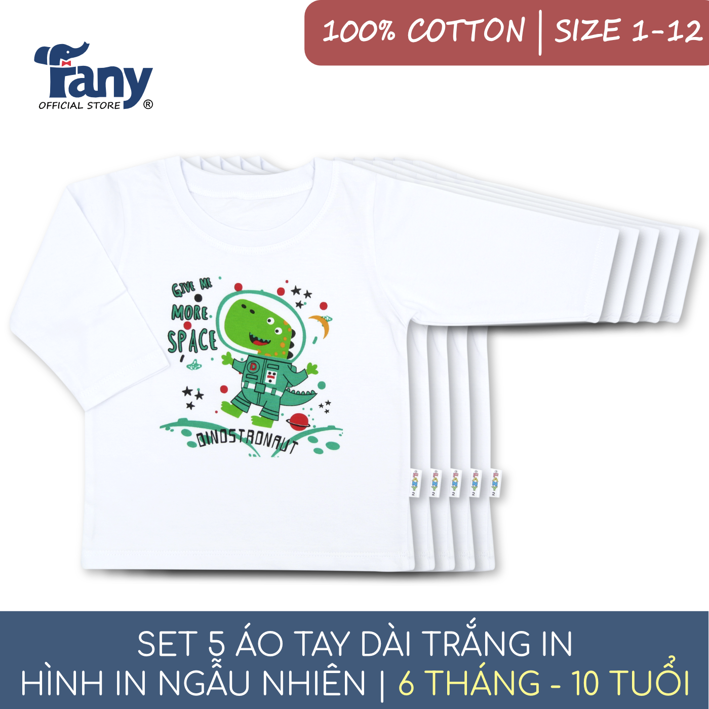 set 5 áo tay dài trắng in