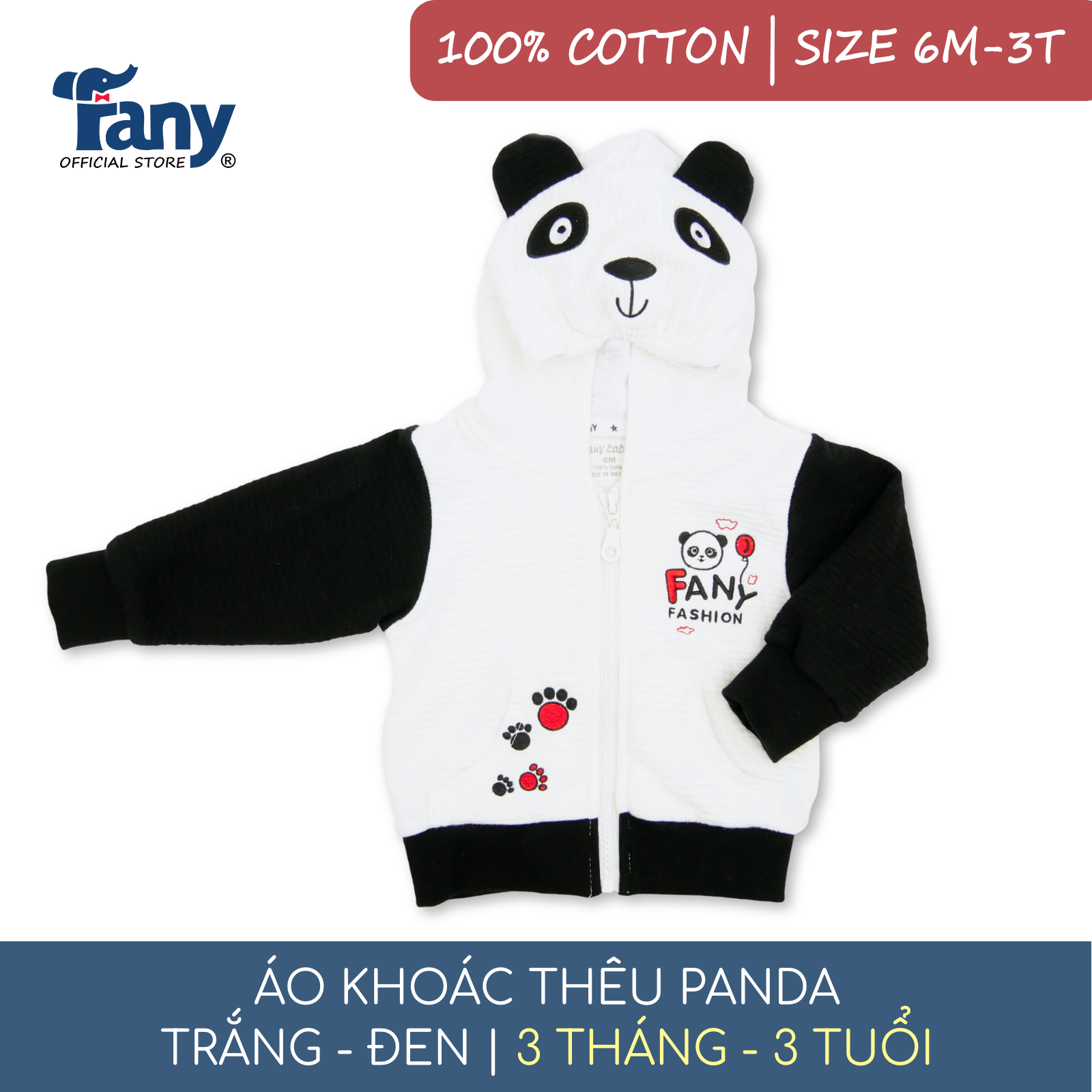 áo khoác thêu panda trắng đen