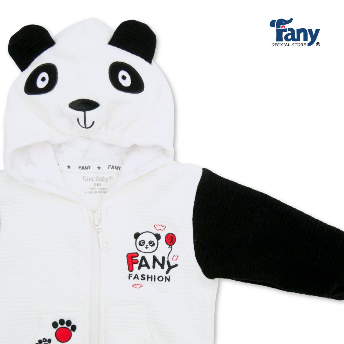 áo khoác thêu panda trắng đen