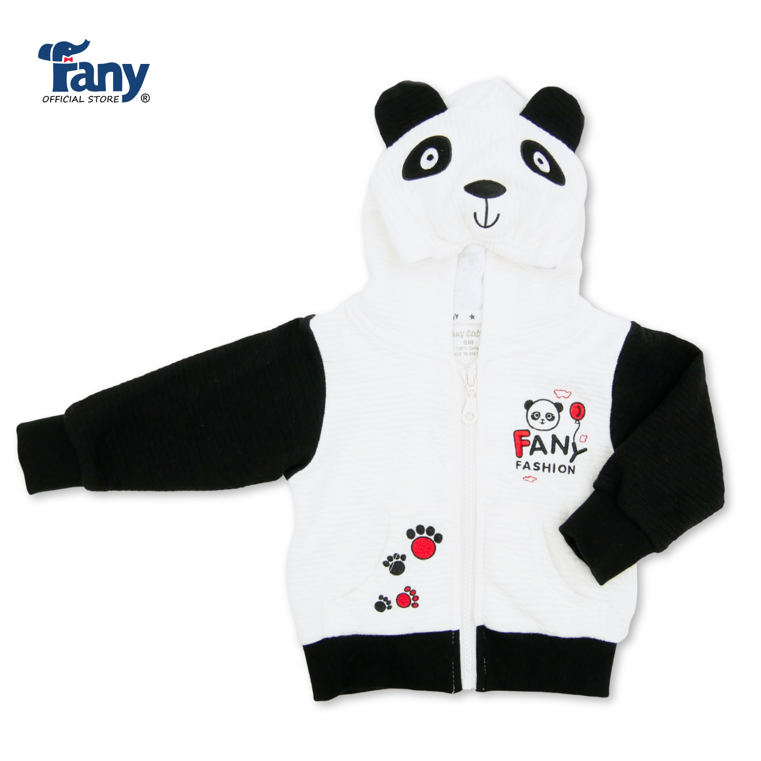 áo khoác thêu panda trắng đen