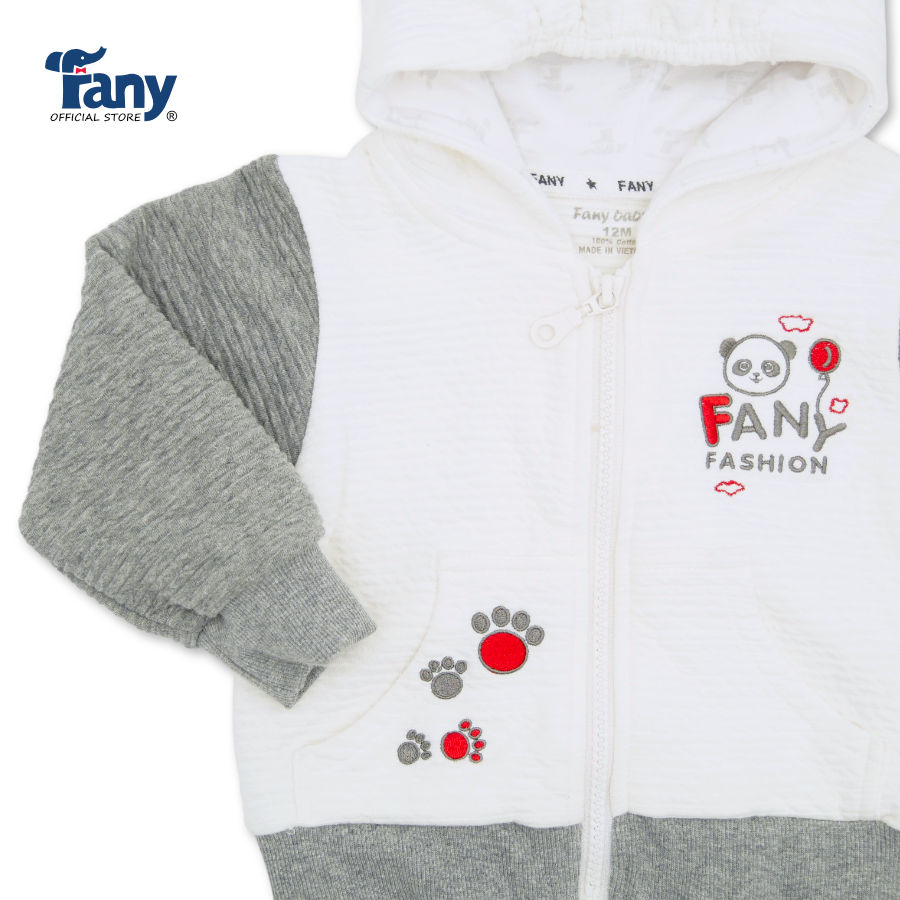 áo khoác thêu panda trắng xám