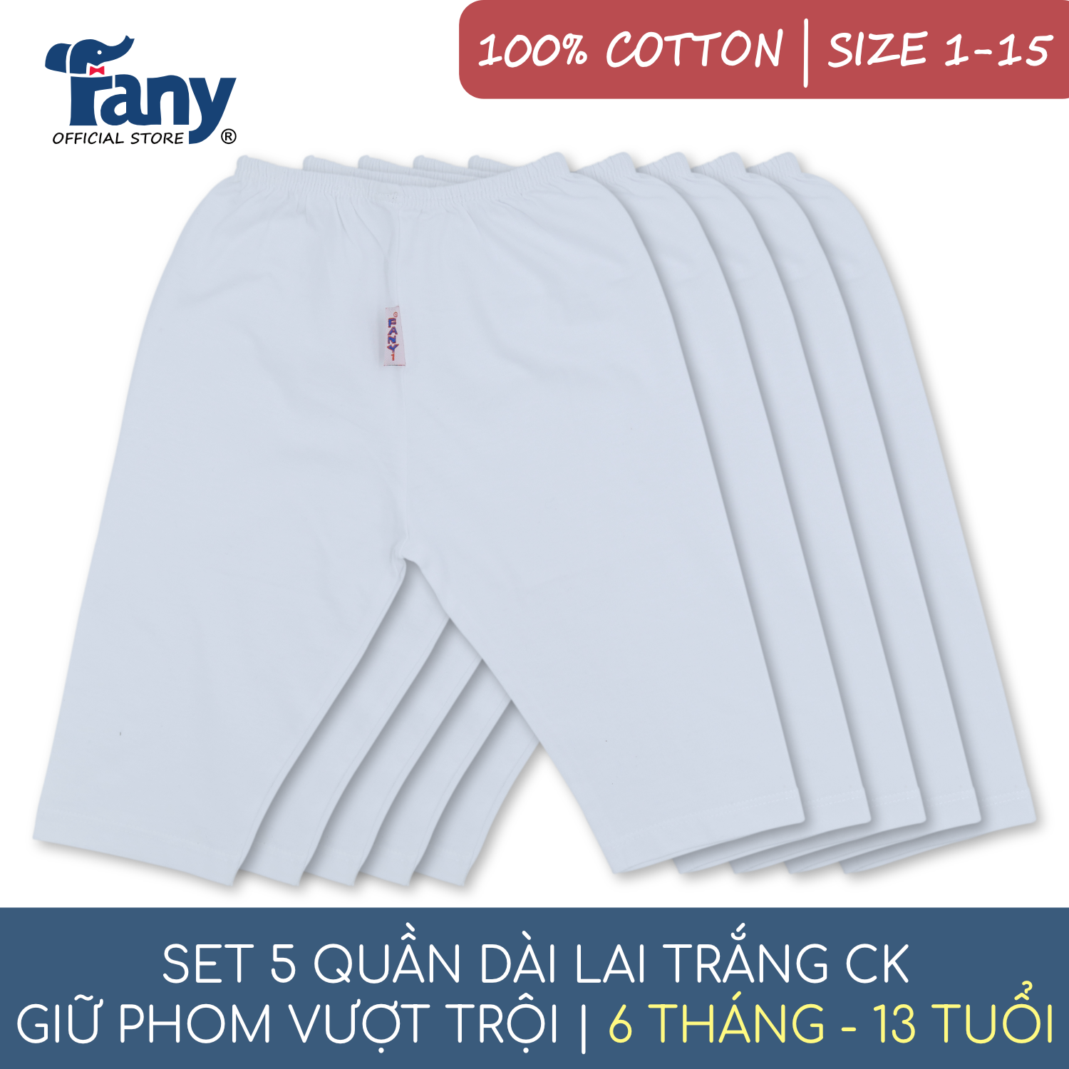 Set 5 quần dài lai trắng CK