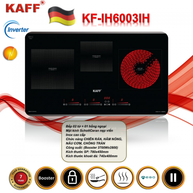 KF-IH6003IH – Sự Kết Hợp Hoàn Hảo Giữa Bếp Điện Từ Và Hồng Ngoại