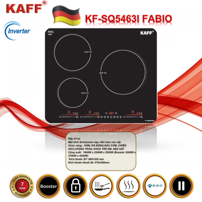 KF-SQ5463I Fabio – Trải Nghiệm Nấu Ăn Hiện Đại Với Bếp Từ 3 Vùng Nấu