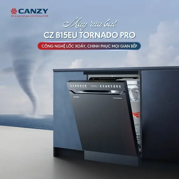 CZ B15EU TORNADO PRO: Máy rửa bát thông minh – Công nghệ Đức nâng tầm trải nghiệm gian bếp Việt