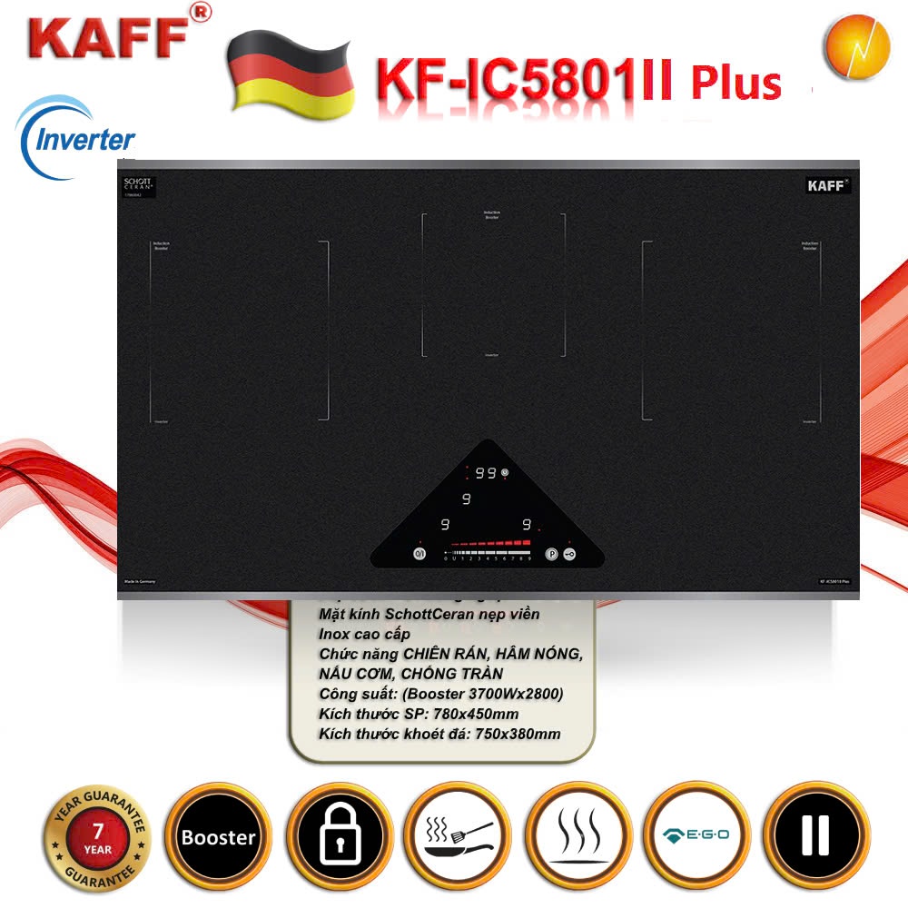 KF-IC5801II Plus – Bếp Từ Ba Vùng Nấu Cho Không Gian Bếp Sang Trọng Và Hiệu Quả