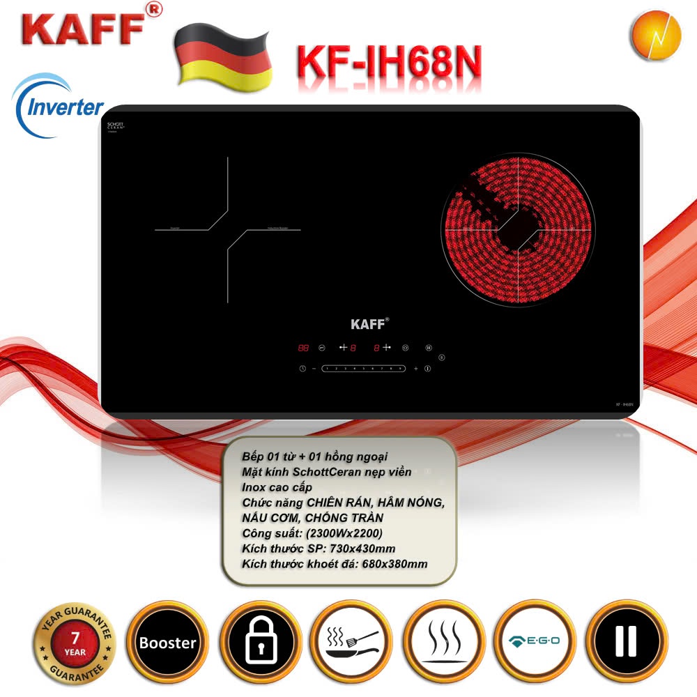 KF-IH68N – Bếp Điện Từ Và Hồng Ngoại Kết Hợp, Tối Ưu Hiệu Suất Nấu Nướng