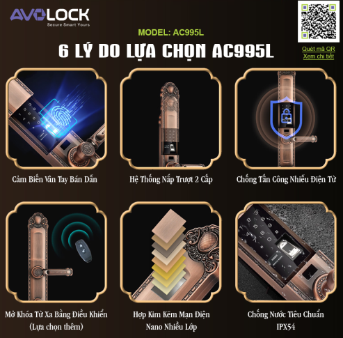 Khóa Điện Tử AVOLOCK AC-994L Red Bronze