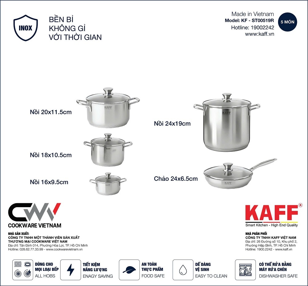 Bộ nồi chảo KAFF KF-ST00519R