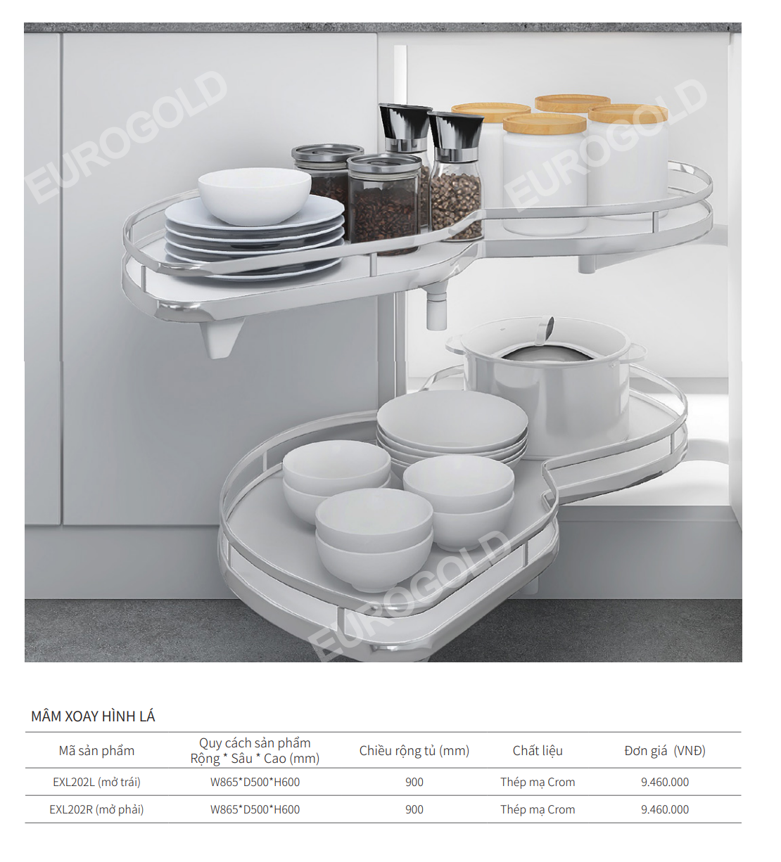 Mâm xoay hình lá EUROGOLD EXL202L | EXL202R