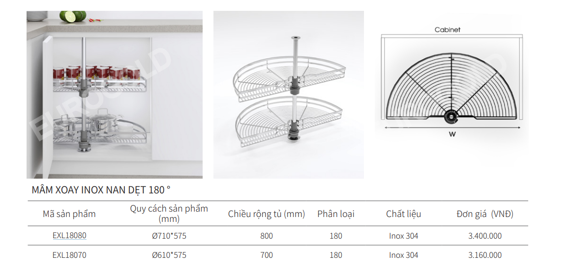 Mâm xoay inox EUROGOLD EXL18070 | EXL18080