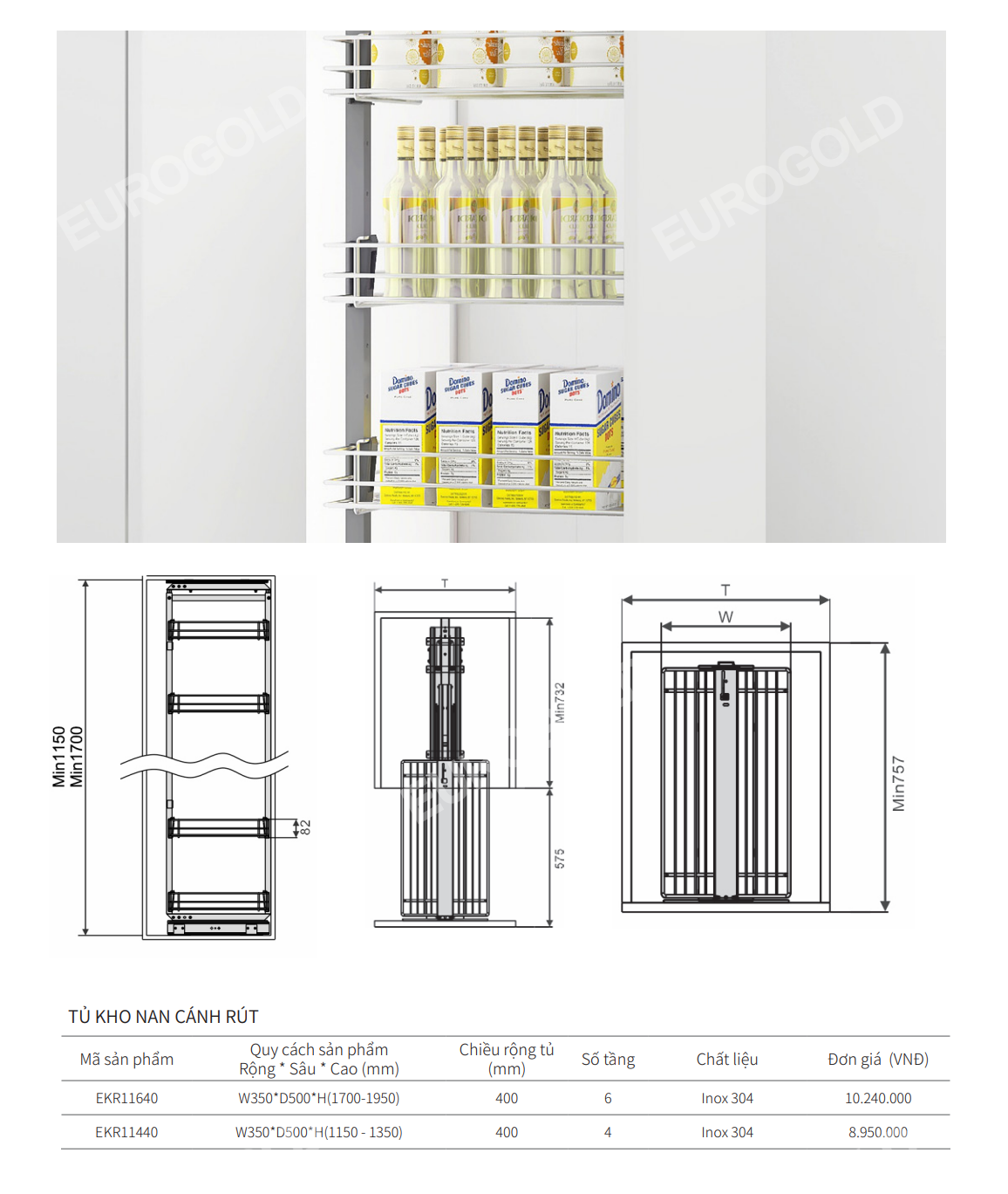 Tủ kho cánh rút EUROGOLD EKR11440