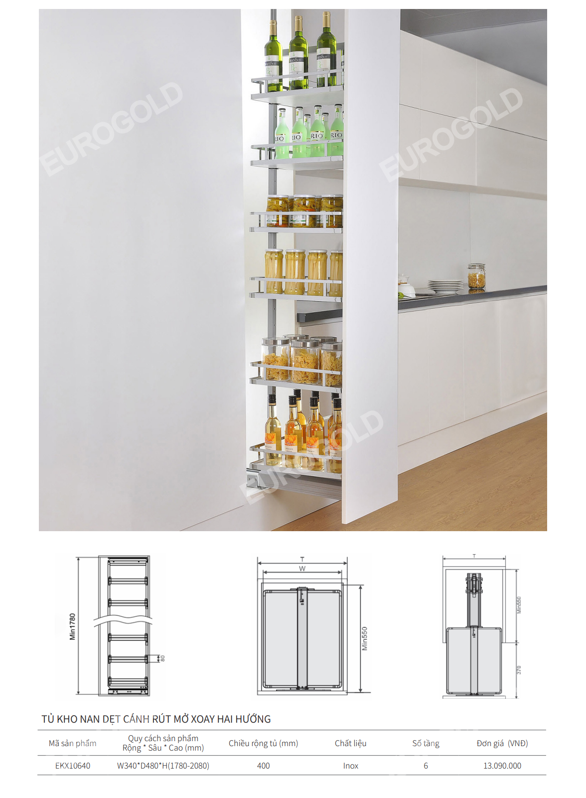 Tủ kho cánh rút EUROGOLD EKX10640
