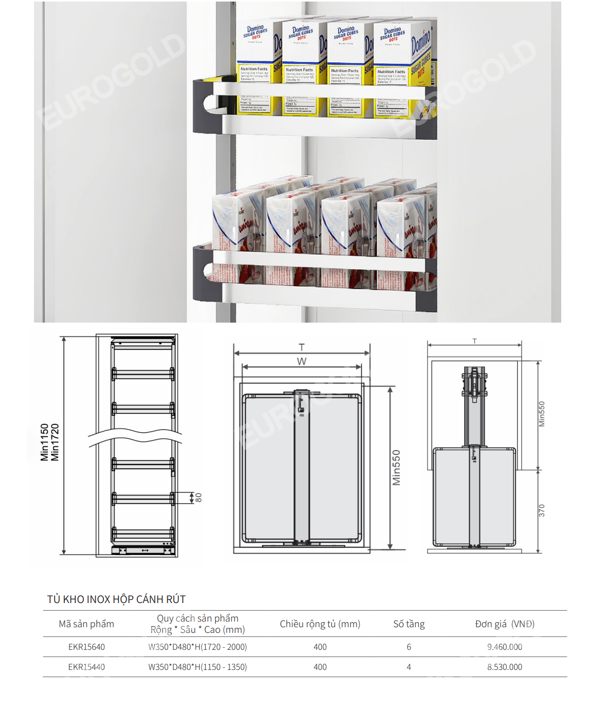 Tủ kho cánh rút EUROGOLD EKR15440