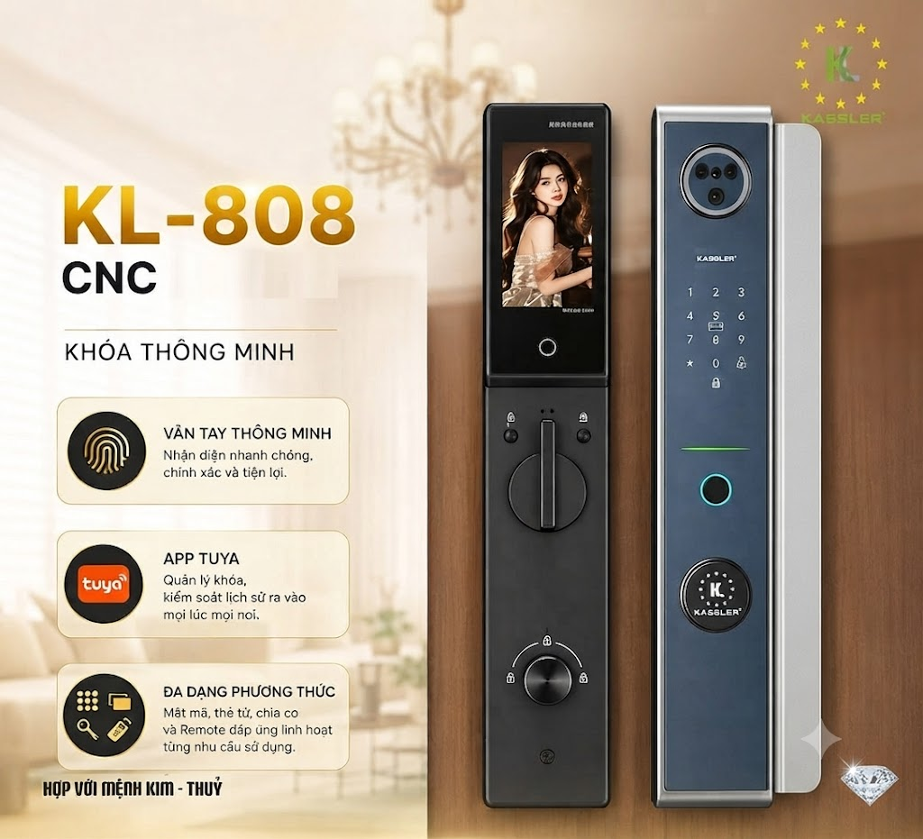 Khóa Điện Tử KASSLER KL-808 CNC SILVER APP Tuya