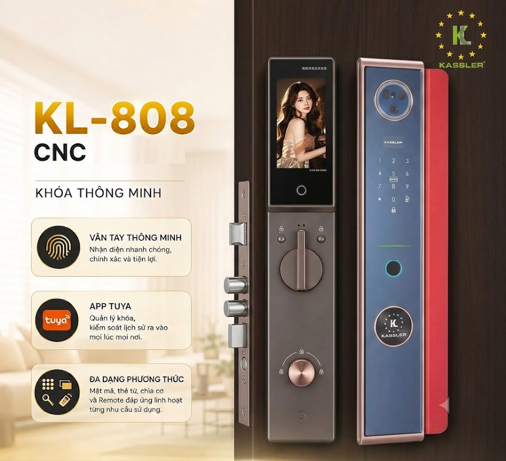 Khóa Điện Tử KASSLER KL-808 CNC RED APP Tuya