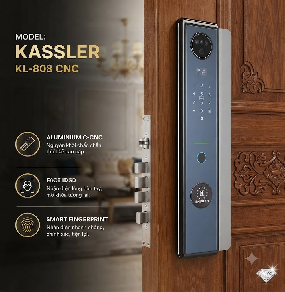 Khóa Điện Tử KASSLER KL-808 CNC SILVER APP Tuya