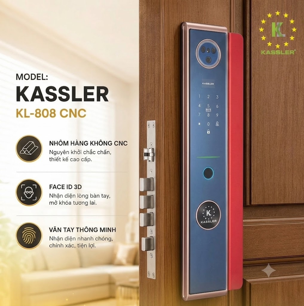 Khóa Điện Tử KASSLER KL-808 CNC RED APP Tuya