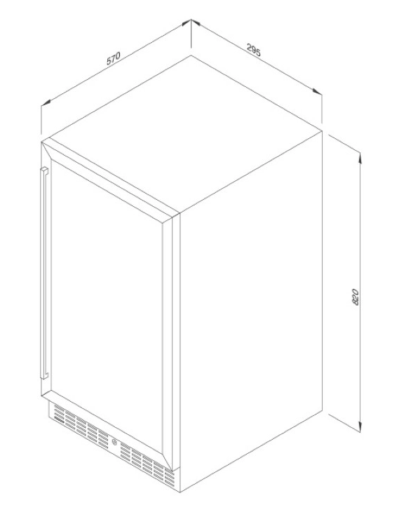 Tủ rượu độc lập âm tủ 1 vùng nhiệt độ 30cm 50L Malloca MWC20BG