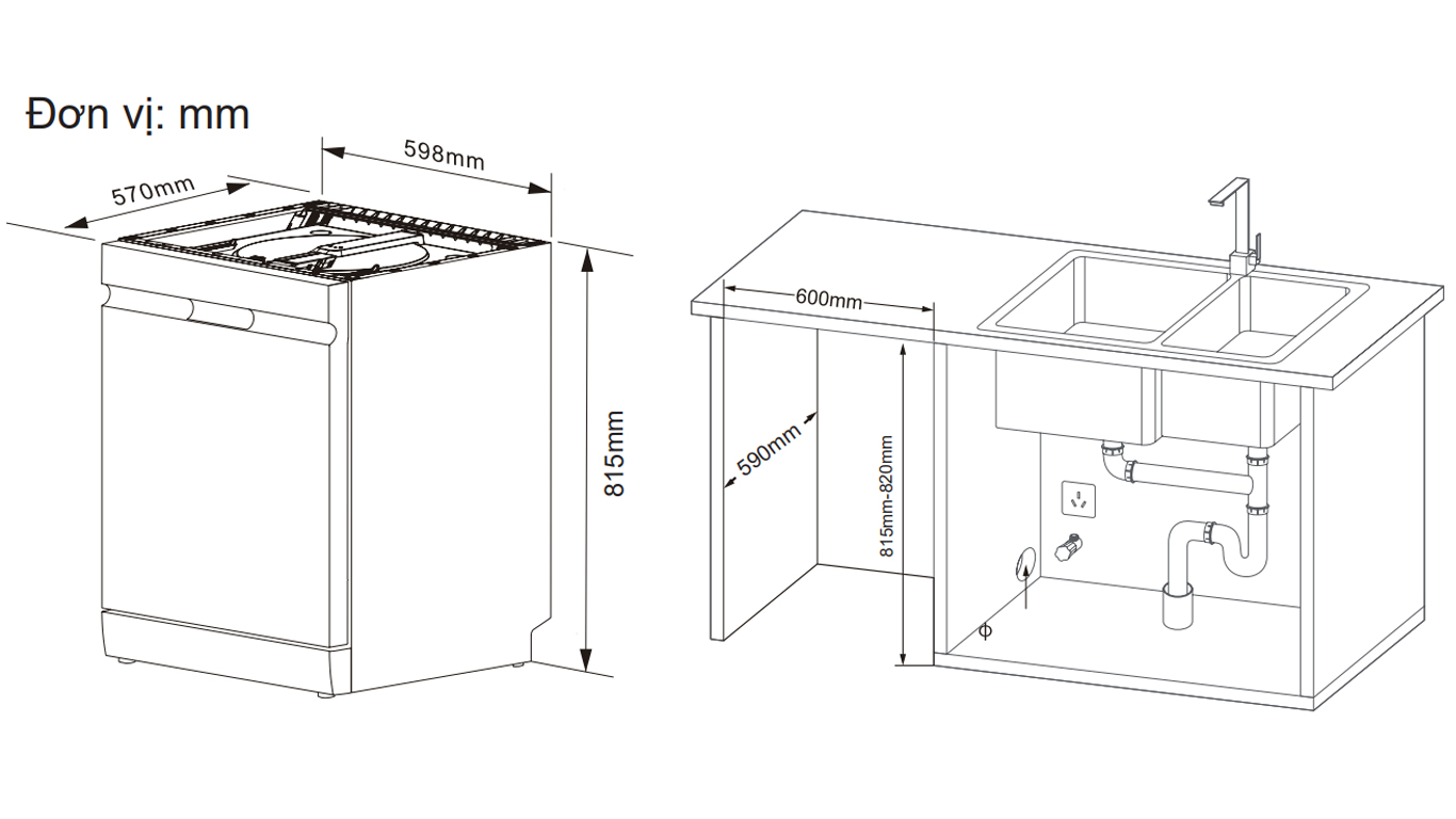 Máy rửa chén KOCHER KDEU-X16B