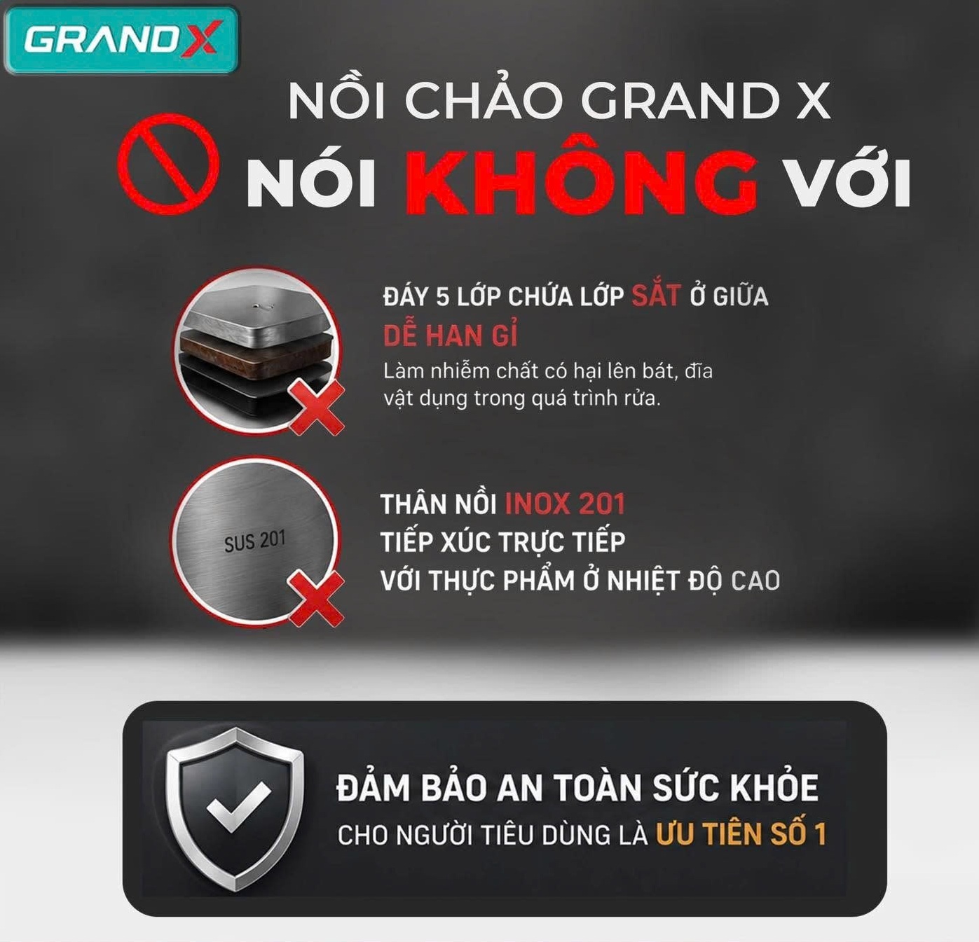 Bộ nồi GrandX GX605 Noble