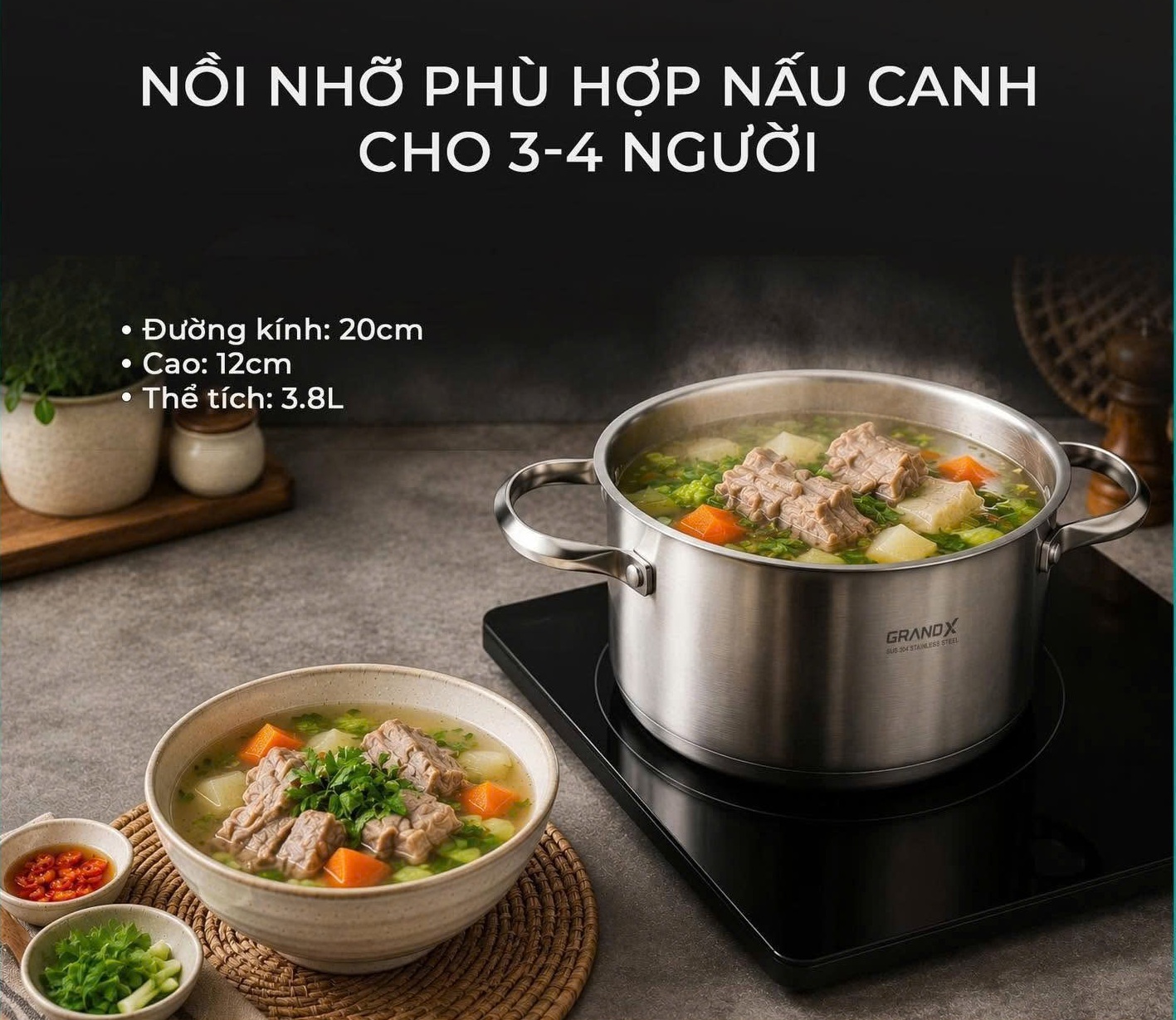 Bộ nồi GrandX GX605 Noble