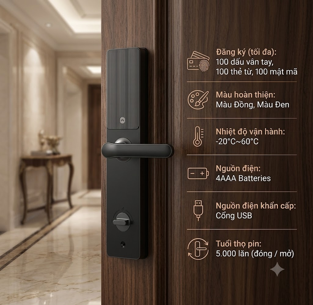 Khóa Điện Tử KASSLER KL-399 BLACK APP TTlock
