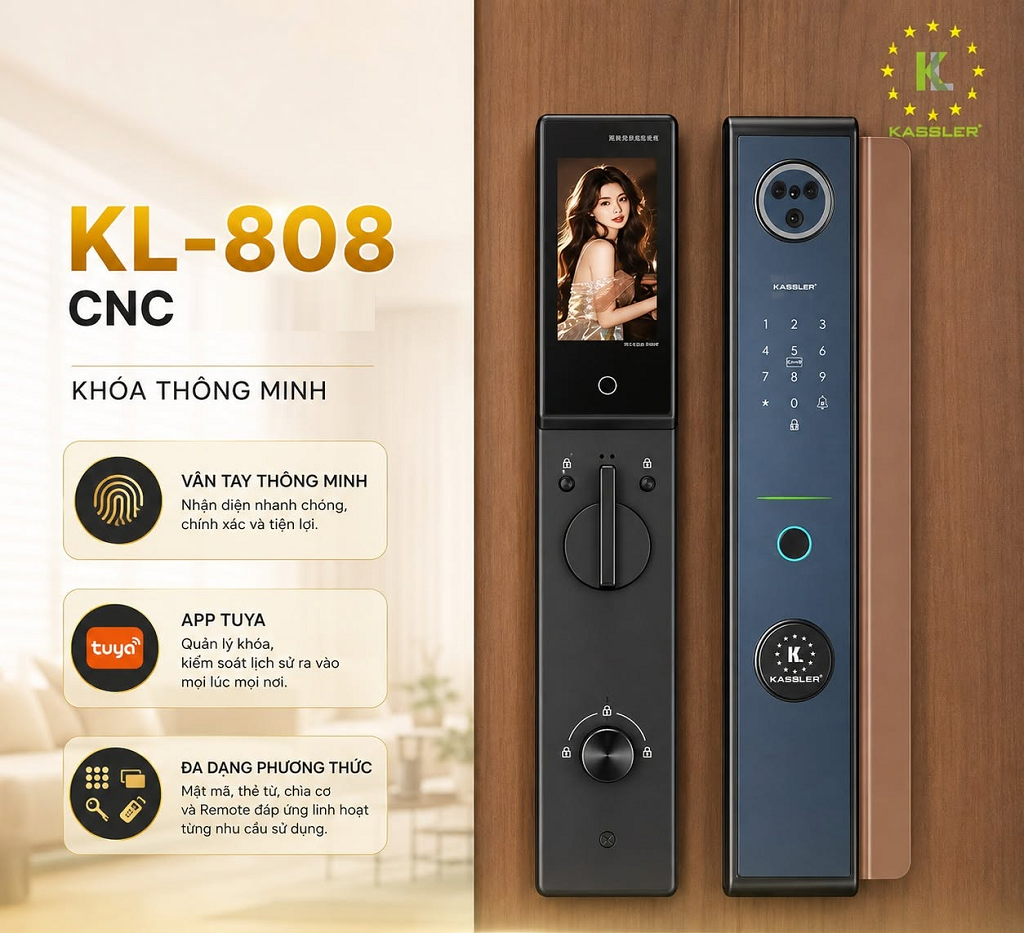 Khóa Điện Tử KASSLER KL-808 CNC BROWN APP Tuya