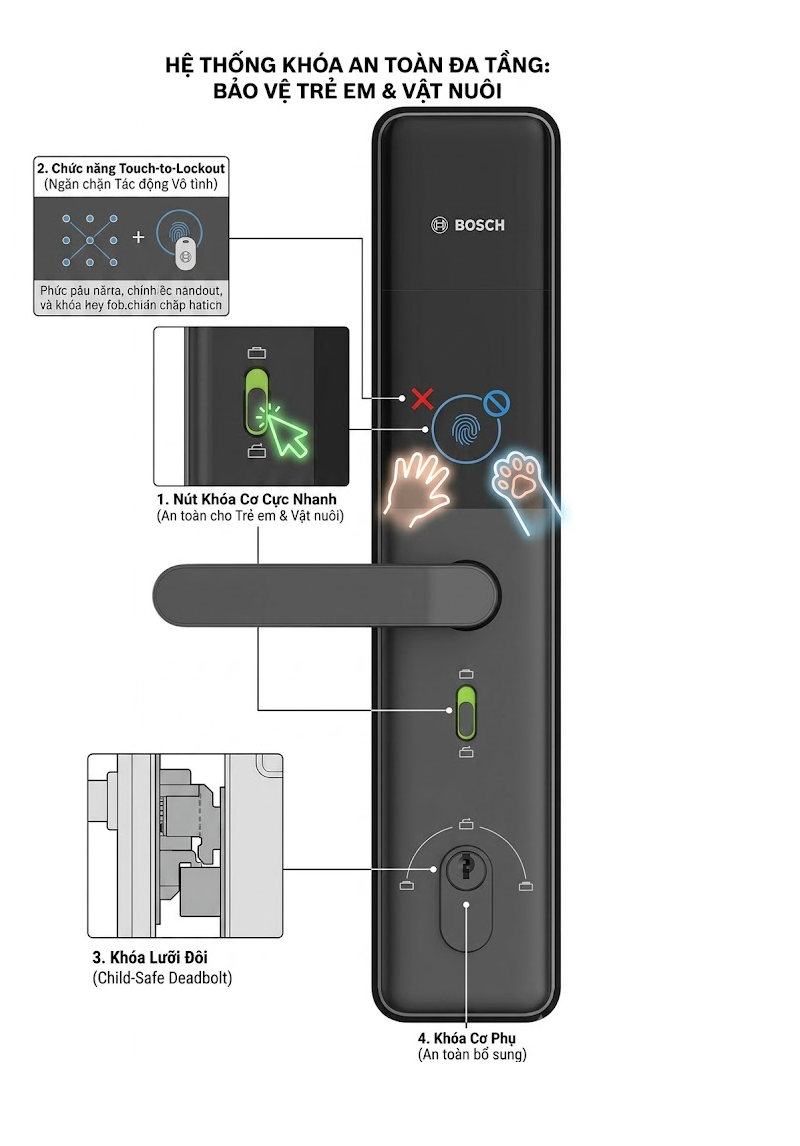 Khóa Điện Tử BOSCH ID40 Titanium Gray