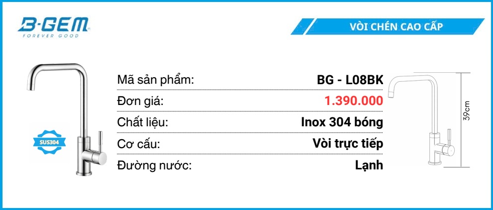Vòi Rửa B-GEM BG-L08BK