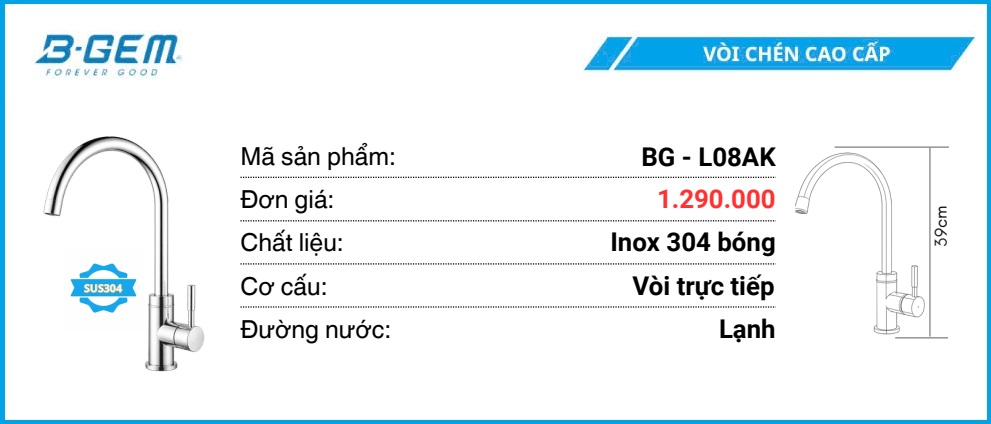Vòi Rửa B-GEM BG-L08AK