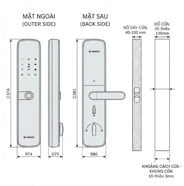 Khóa Điện Tử BOSCH ID60C Cosmic Black