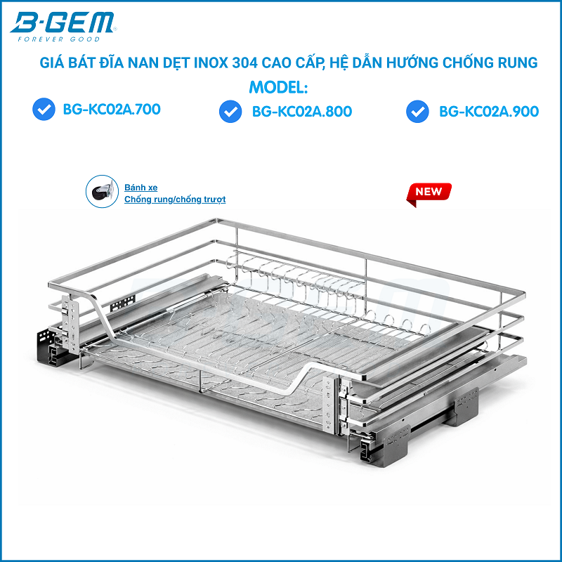 Giá Bát Đĩa Nan Dẹt B-gem BG-KC02A.700 | KC02A.800 | KC02A.900