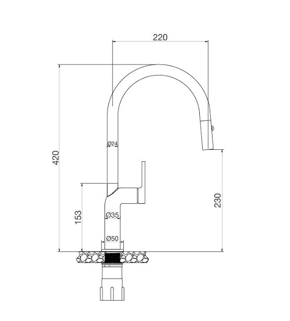 Vòi nóng lạnh dây rút Chrome Malloca K2203-CR