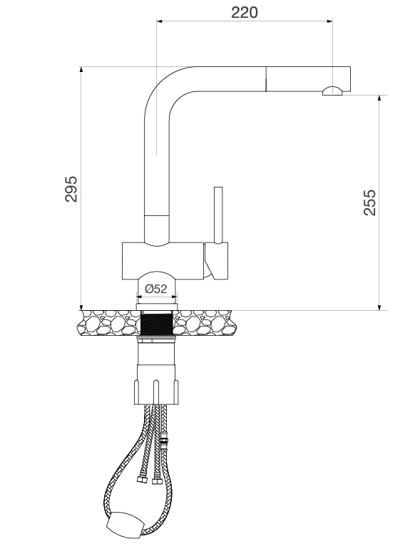 Vòi Nóng Lạnh Dây Rút Đen Mờ Malloca K103BL