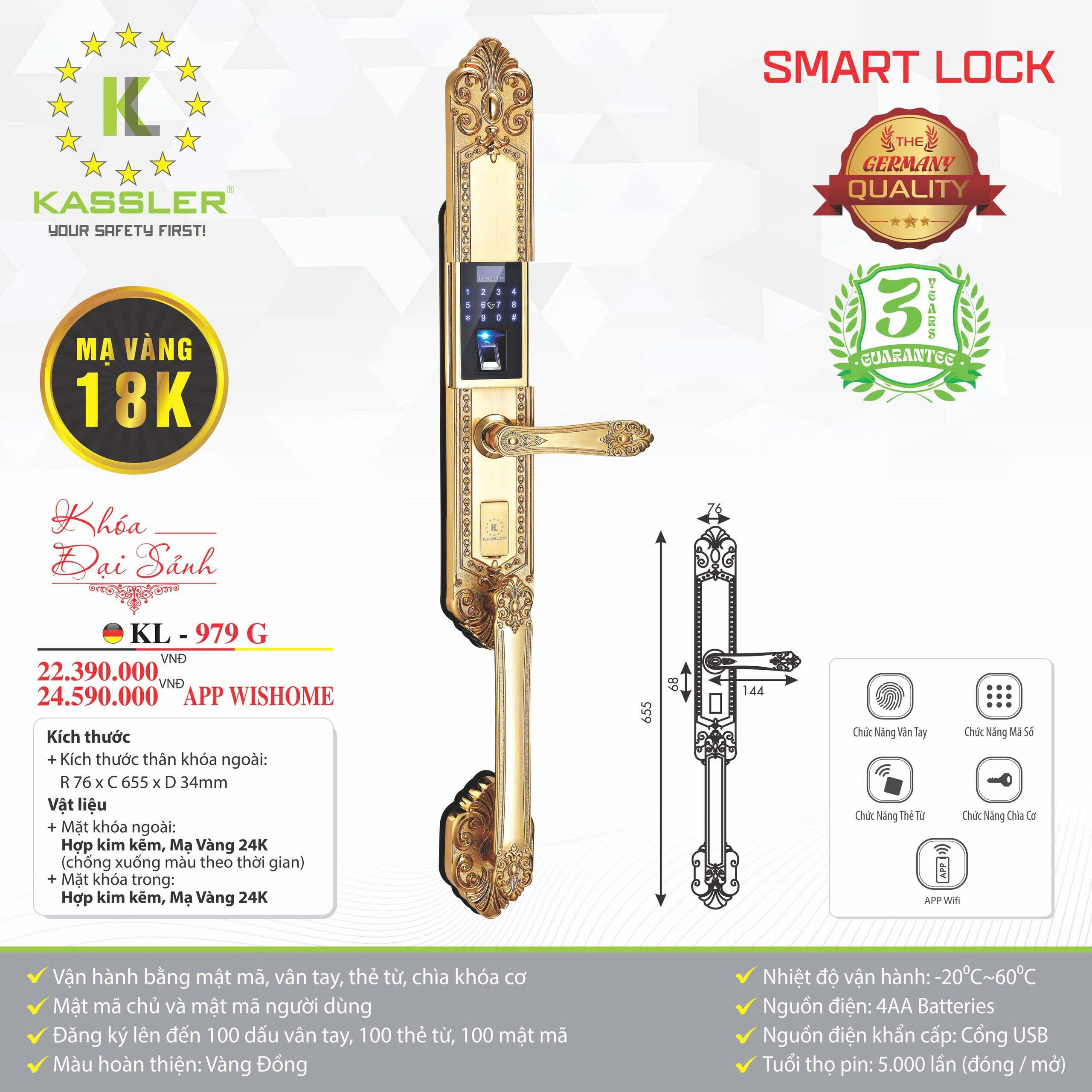 Khóa Cửa Đại Sảnh Kassler KL-979G