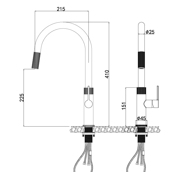 Vòi nóng lạnh đồng thau đồng thau mạ PVD Titan Malloca K1090BS