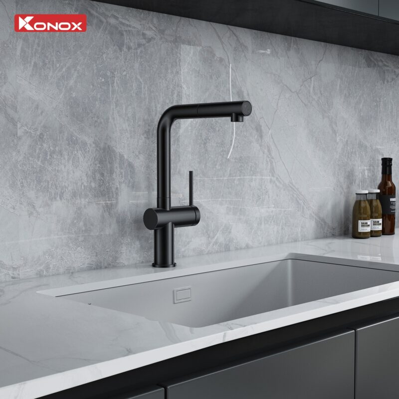 Vòi rửa bát KONOX Stream Smart Gun Metal