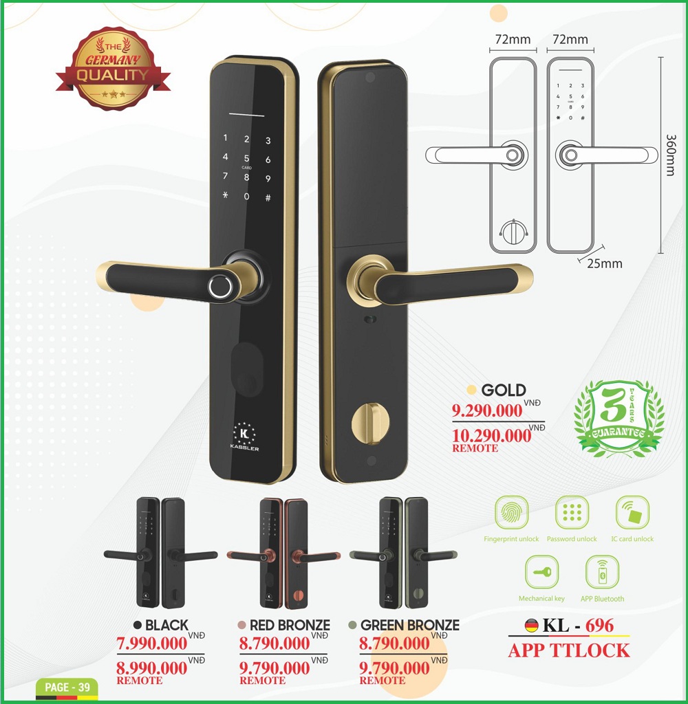 Khóa Điện Tử KASSLER KL-696 GREEN BRONZE APP