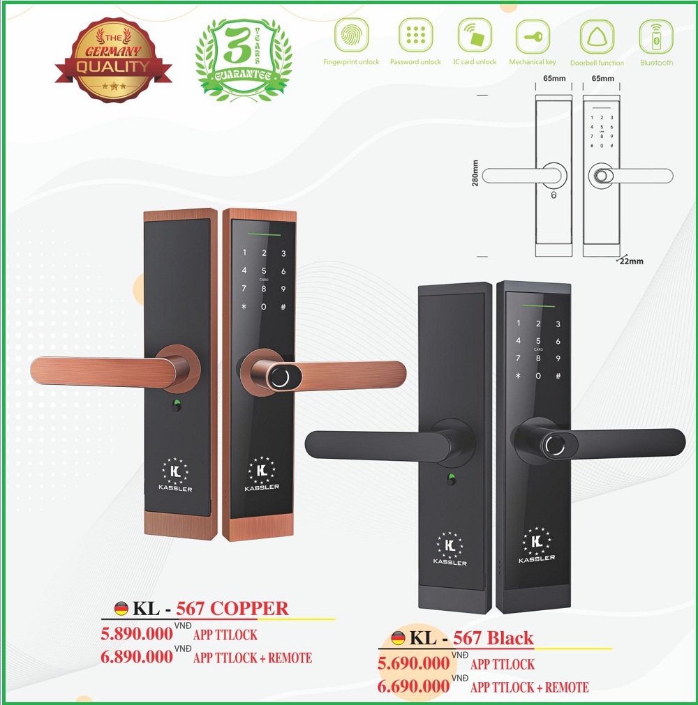 Khóa Điện Tử KASSLER KL-567 BLACK APP