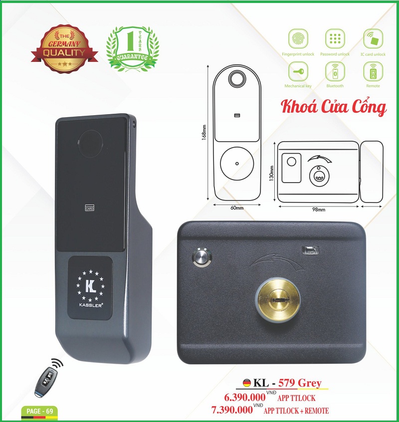 Khóa Điện Tử KASSLER KL-579 GREY APP