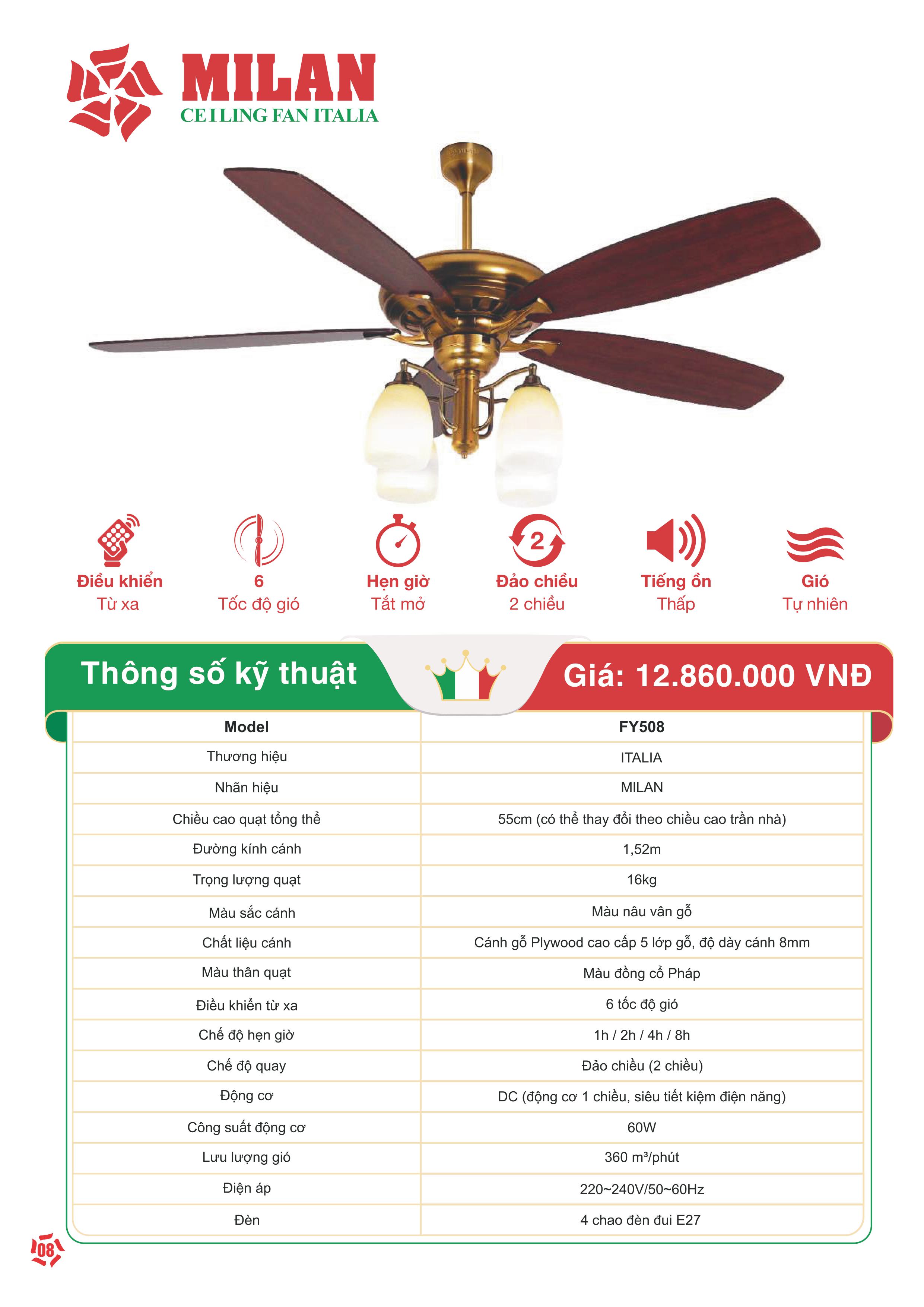 Quạt Trần FENGYE-MILAN FY508