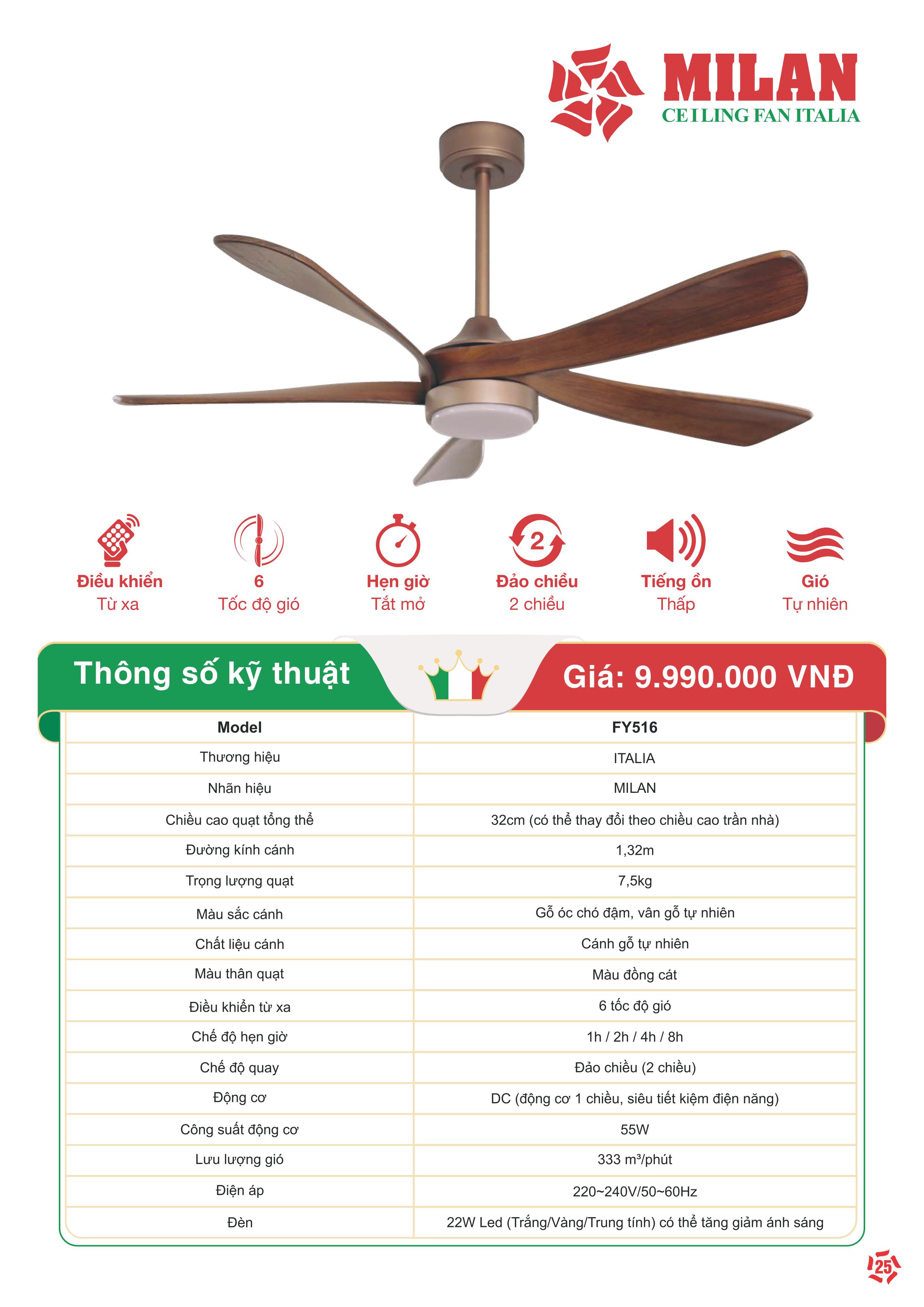 Quạt Trần FENGYE-MILAN FY516